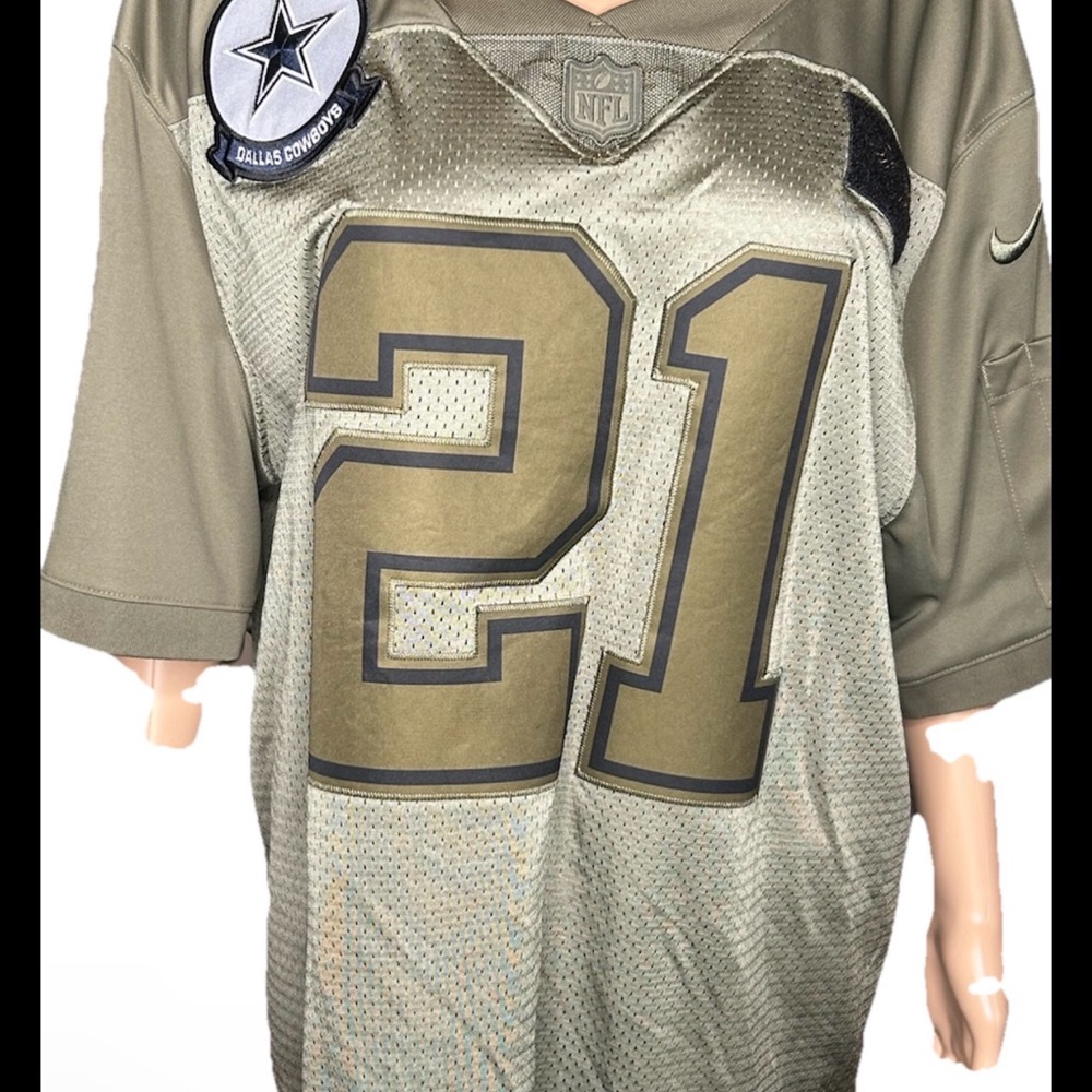 Milatary salute  green Football Jersey dallas cowboys Elliot 21 Xl - Picture 5 of 7